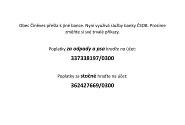 ZMĚNA ČÍSLA ÚČTU